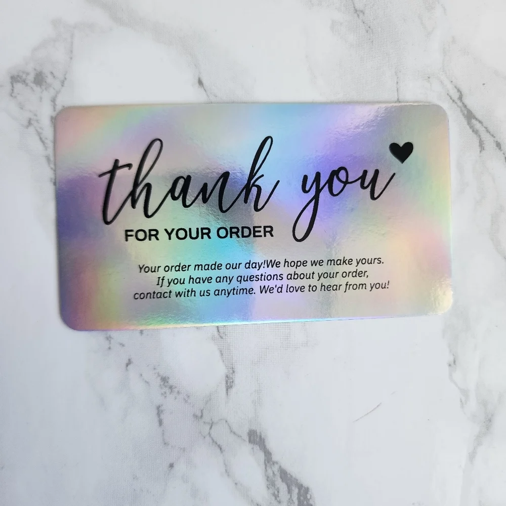 ♥️ 5x25 / 45 Thank Pieces holographic  Thank you cards